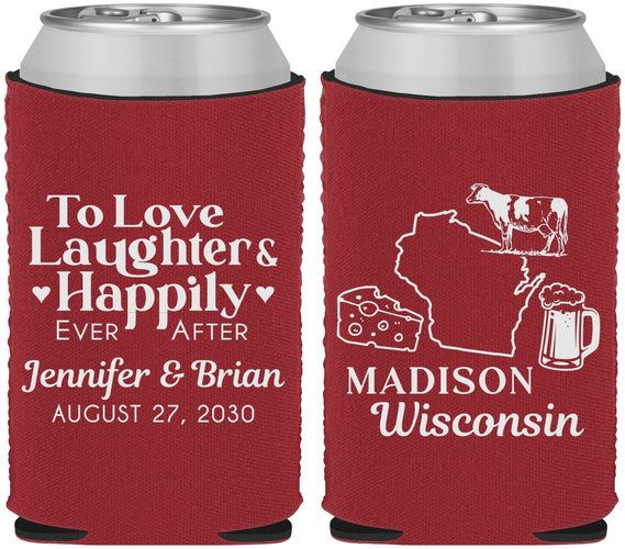 Custom Wedding Neoprene Can Coolers - Wisconsin | 198