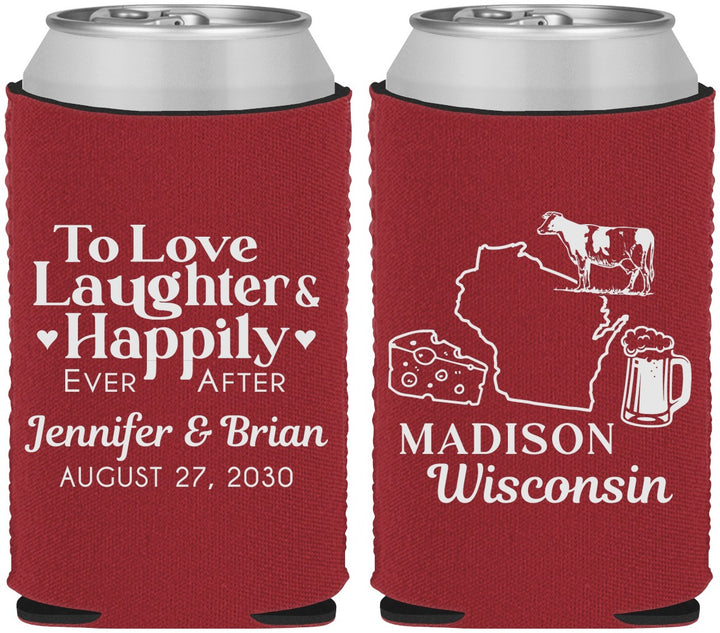 Custom Wedding Neoprene Can Coolers - Wisconsin | 198