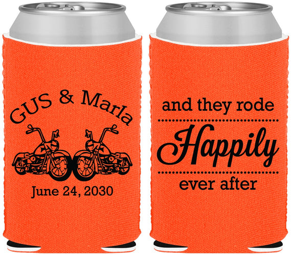 Custom Wedding Neoprene Can Coolers - Happily Ever After Motorcycle | 200