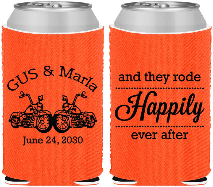 Custom Wedding Neoprene Can Coolers - Happily Ever After Motorcycle | 200
