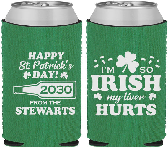 Custom St Patricks Day Neoprene Can Coolers - Irish My Liver Hurts | 200000