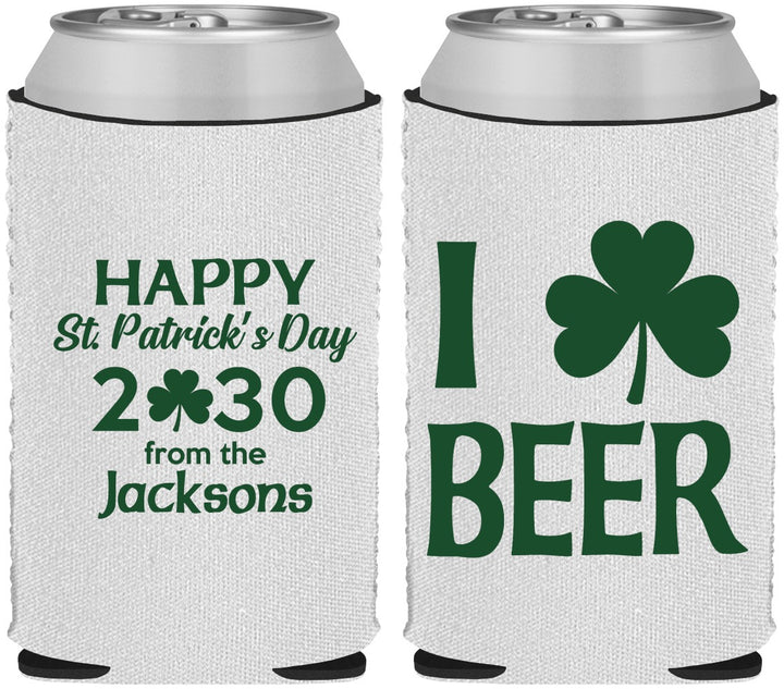Custom St Patricks Day Neoprene Can Coolers - Clover Irish | 200003
