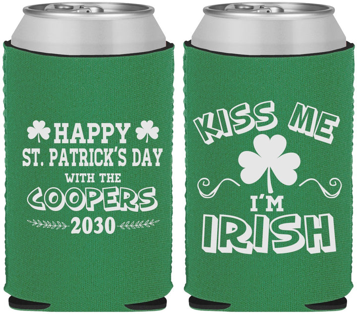 Custom St Patricks Day Neoprene Can Coolers - Kiss Me I Am Irish | 200004
