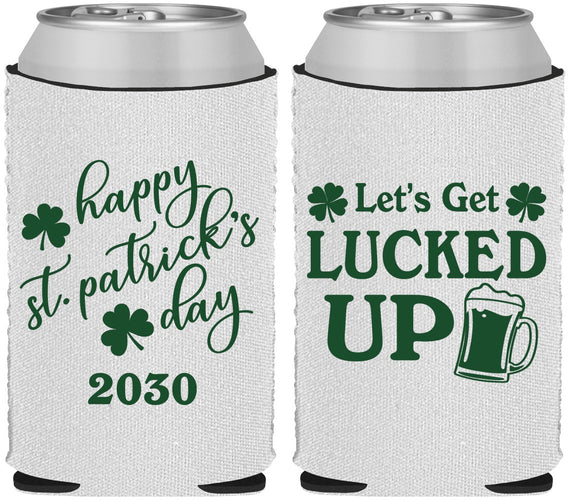 Custom St Patricks Day Neoprene Can Coolers - Lucked Up | 200007