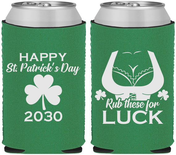 Custom St Patricks Day Neoprene Can Coolers - Clover Irish | 200008