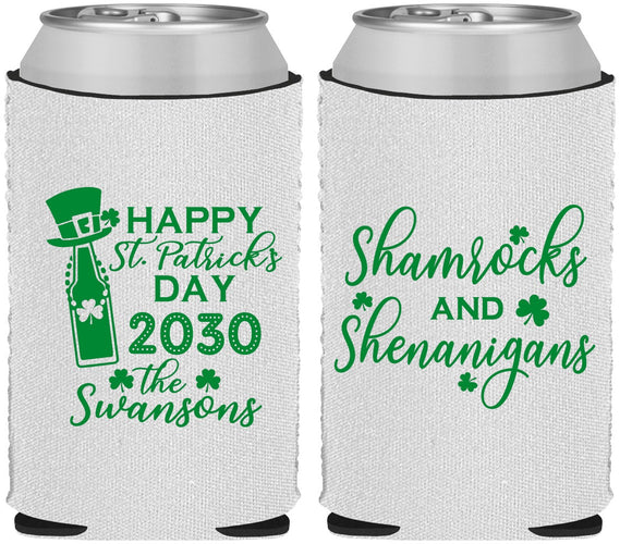 Custom St Patricks Day Neoprene Can Coolers - Shamrocks Shenanigans | 200010