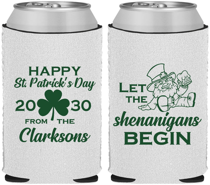 Custom St Patricks Day Neoprene Can Coolers - Shenanigans Leprechaun | 200011