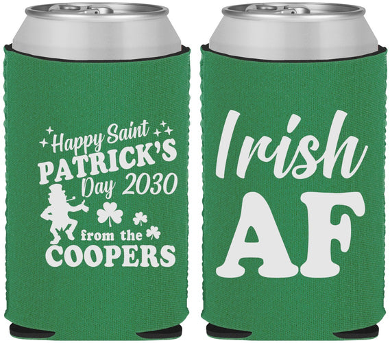 Custom St Patricks Day Neoprene Can Coolers - Irish Af Leprechaun | 200012