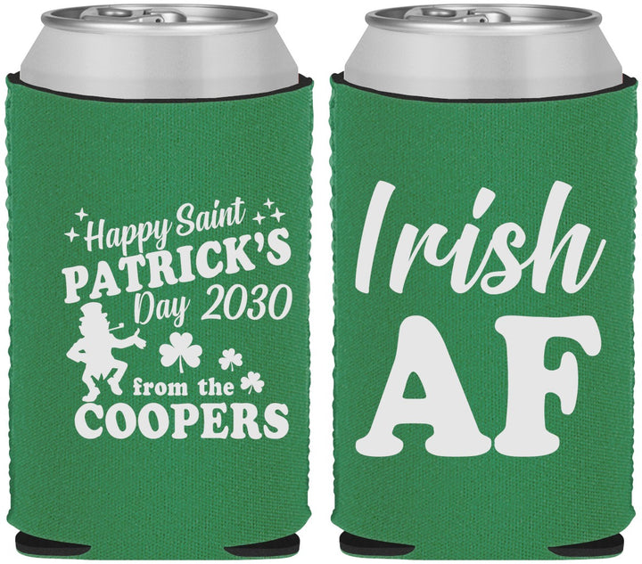 Custom St Patricks Day Neoprene Can Coolers - Irish Af Leprechaun | 200012