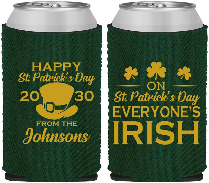 Custom St Patricks Day Neoprene Can Coolers - Irish Leprechaun | 200013