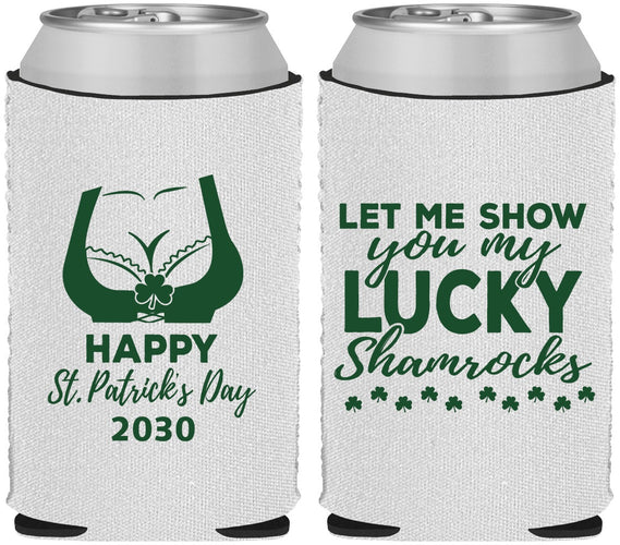 Custom St Patricks Day Neoprene Can Coolers - Shamrocks | 200015