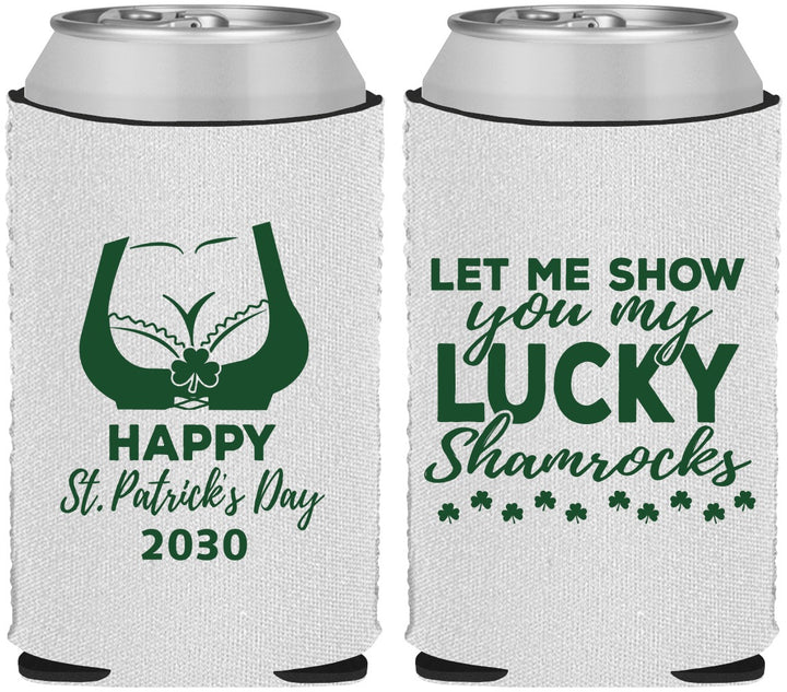 Custom St Patricks Day Neoprene Can Coolers - Shamrocks | 200015