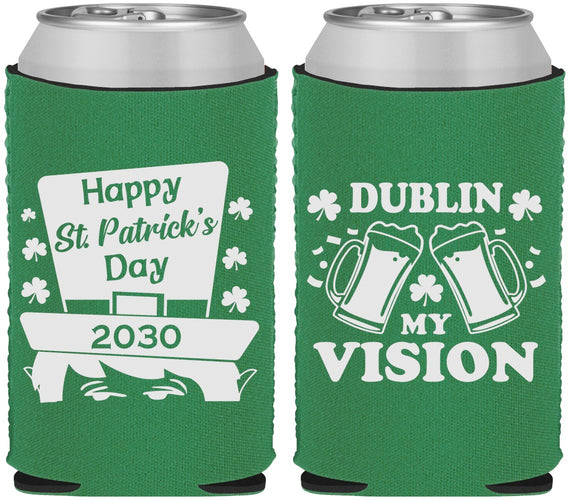 Custom St Patricks Day Neoprene Can Coolers - Dublin My Vision | 200016