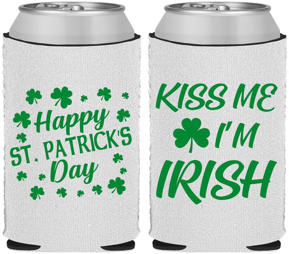 Custom St Patricks Day Neoprene Can Coolers - Kiss Me I Am Irish | 200018