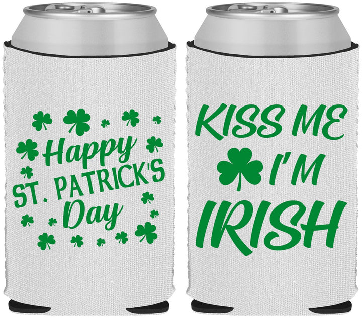 Custom St Patricks Day Neoprene Can Coolers - Kiss Me I Am Irish | 200018