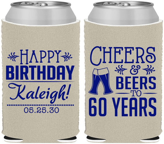 Custom Birthday Neoprene Can Coolers - 60th | 20006