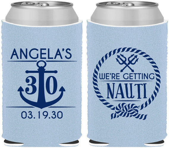 Custom Birthday Neoprene Can Coolers - 30th Nautical | 20010