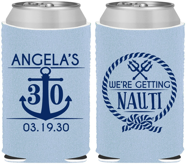 Custom Birthday Neoprene Can Coolers - 30th Nautical | 20010