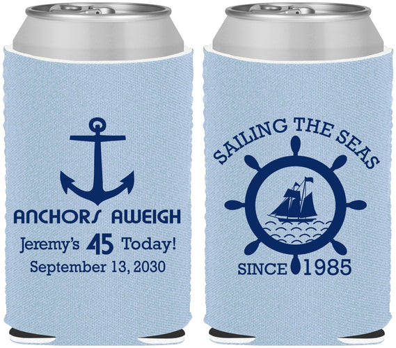 Custom Birthday Neoprene Can Coolers - 45th Nautical | 20023