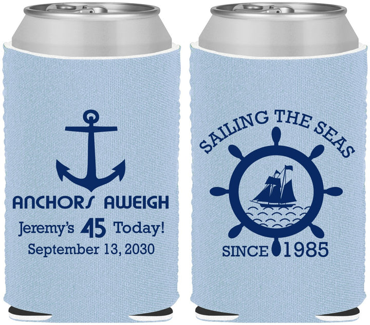 Custom Birthday Neoprene Can Coolers - 45th Nautical | 20023