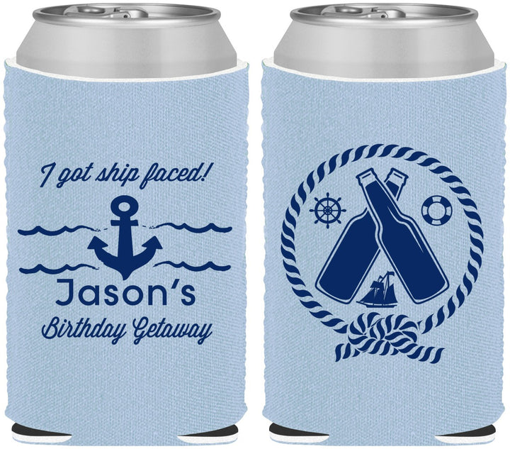 Custom Birthday Neoprene Can Coolers - Ship Faced Nautical | 20024