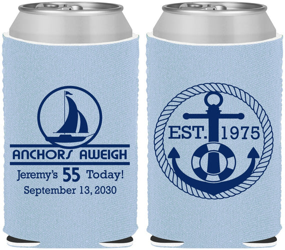 Custom Birthday Neoprene Can Coolers - 55th Nautical | 20025