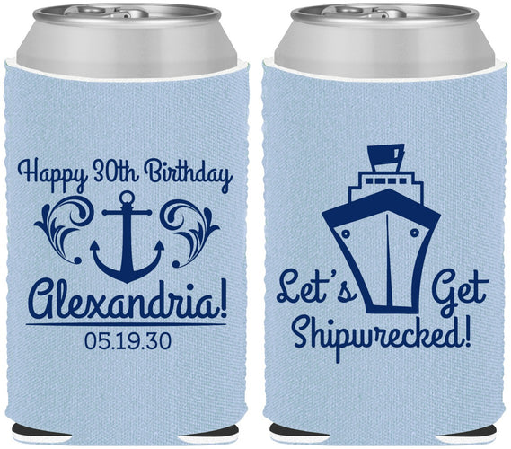 Custom Birthday Neoprene Can Coolers - 30th Shipwrecked | 20026