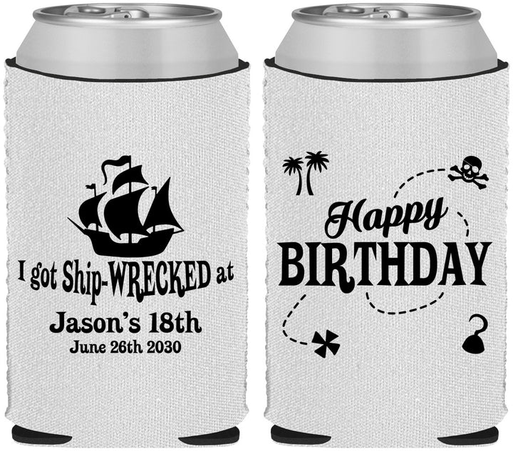 Custom Birthday Neoprene Can Coolers - 18th Shipwrecked | 20028