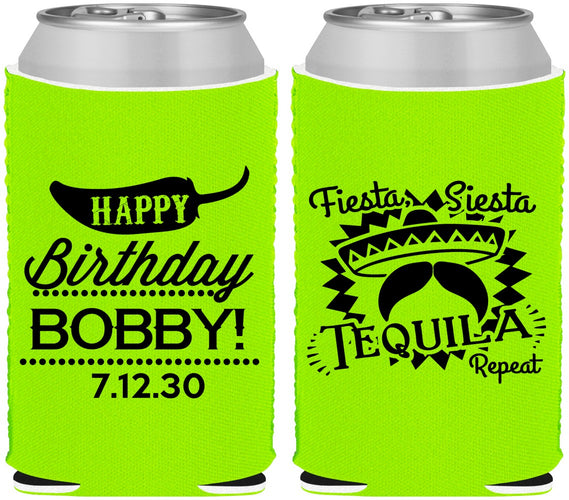 Custom Birthday Neoprene Can Coolers - Fiesta Siesta Tequila | 20032