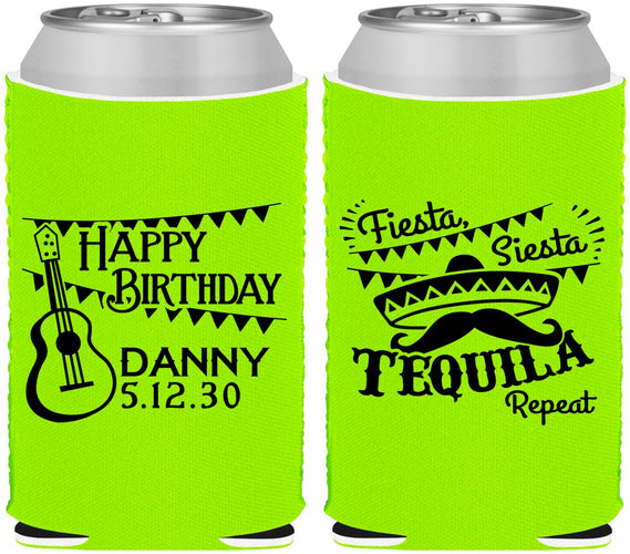 Custom Birthday Neoprene Can Coolers - Fiesta Siesta Tequila | 20033