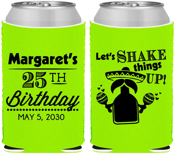 Custom Birthday Neoprene Can Coolers - 25th Fiesta | 20035