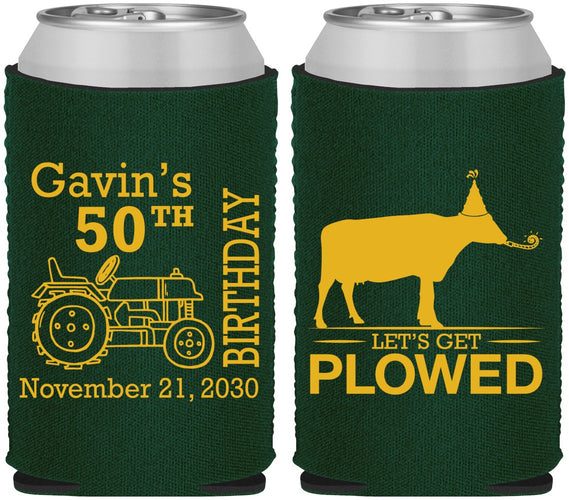 Custom Birthday Neoprene Can Coolers - 50th Lets Get Plowed | 20037