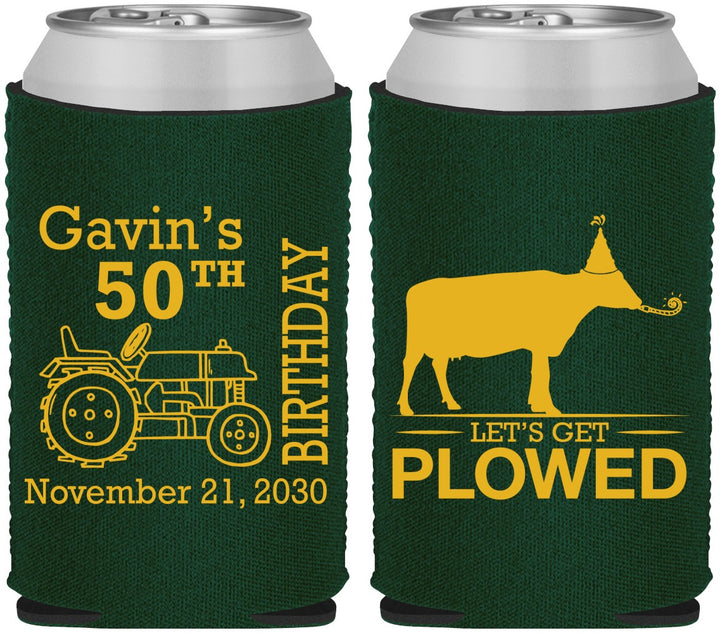 Custom Birthday Neoprene Can Coolers - 50th Lets Get Plowed | 20037