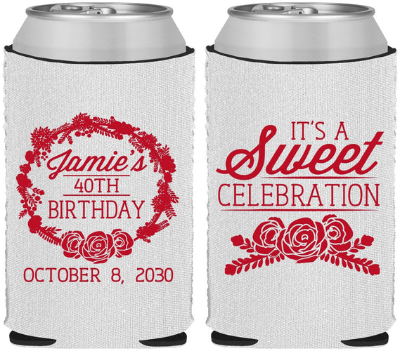 Custom Birthday Neoprene Can Coolers - 40th | 20040