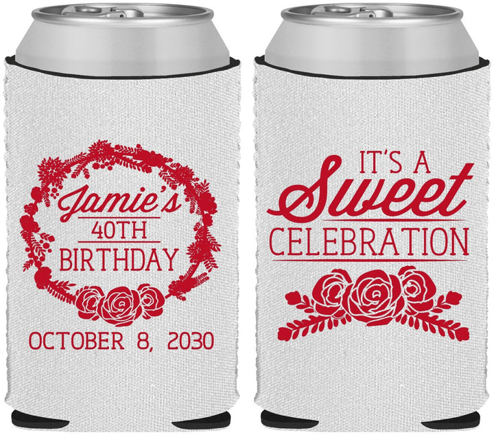 Custom Birthday Neoprene Can Coolers - 40th | 20040