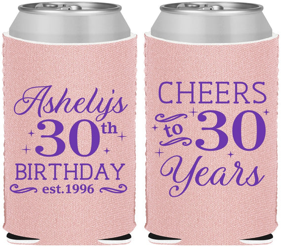 Custom Birthday Neoprene Can Coolers - Cheers To 30 Years | 20041