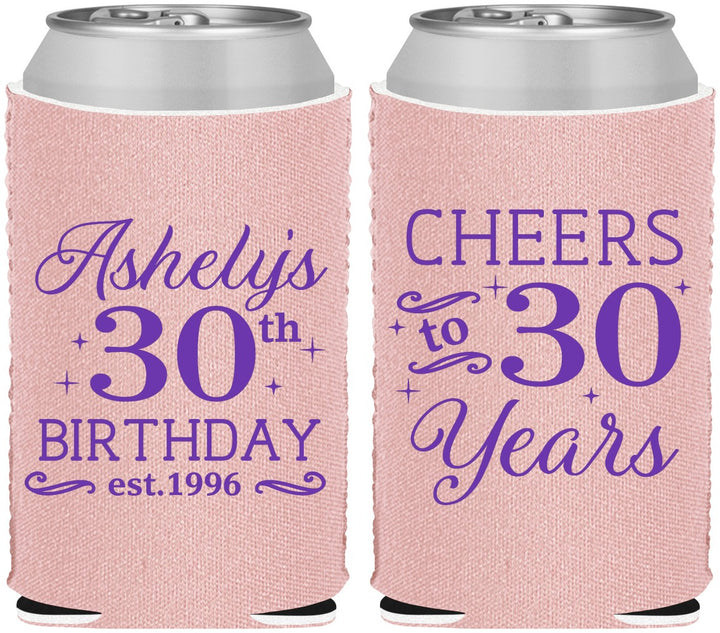 Custom Birthday Neoprene Can Coolers - Cheers To 30 Years | 20041