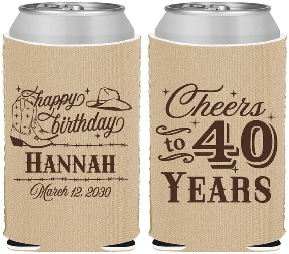 Custom Birthday Neoprene Can Coolers - 40th | 20042