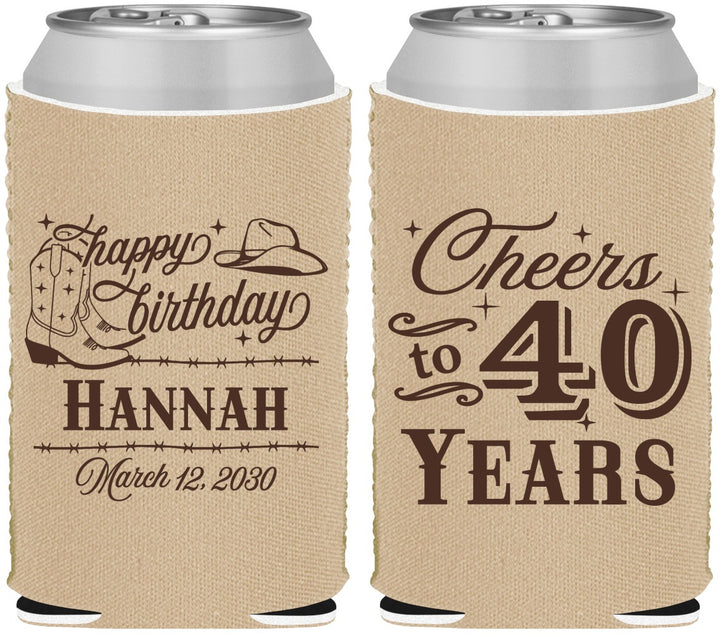 Custom Birthday Neoprene Can Coolers - 40th | 20042