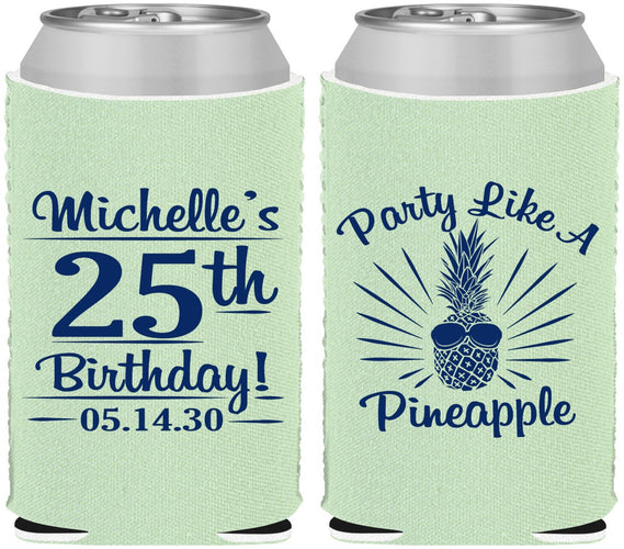 Custom Birthday Neoprene Can Coolers - 25th Pineapple | 20043