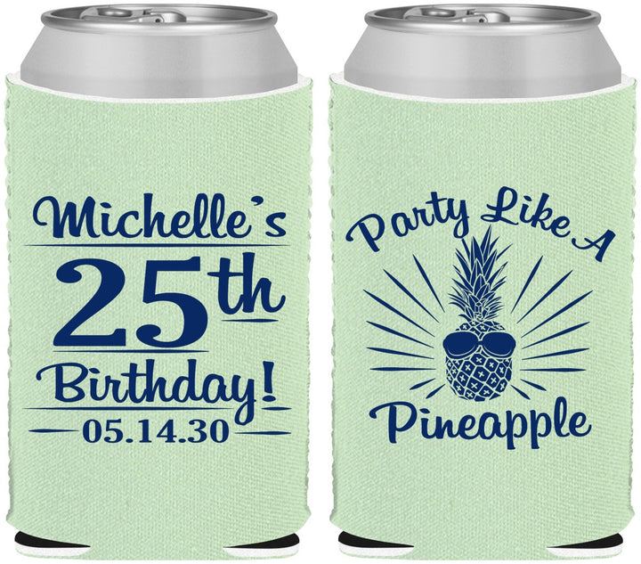 Custom Birthday Neoprene Can Coolers - 25th Pineapple | 20043