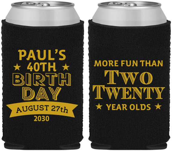 Custom Birthday Neoprene Can Coolers - 40th | 20045