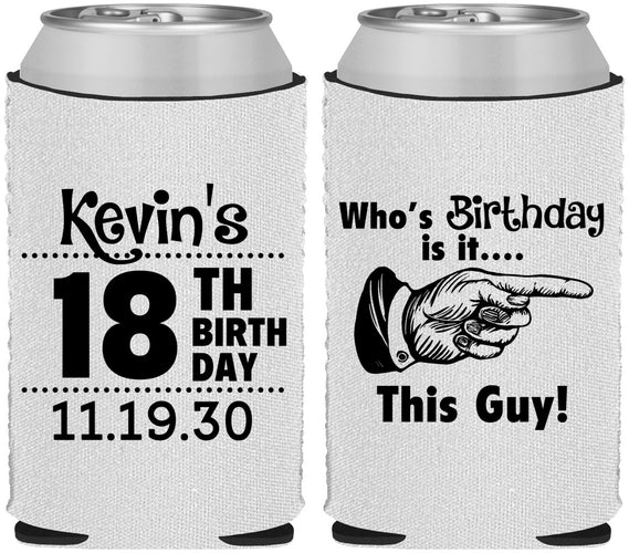 Custom Birthday Neoprene Can Coolers - 18th | 20046