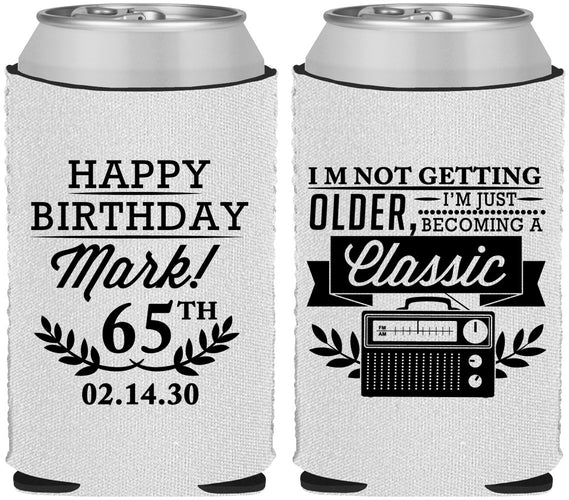 Custom Birthday Neoprene Can Coolers - 65th Classic Radio | 20056