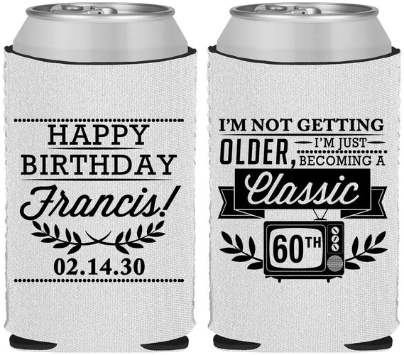 Custom Birthday Neoprene Can Coolers - 60th Classic Tv | 20057