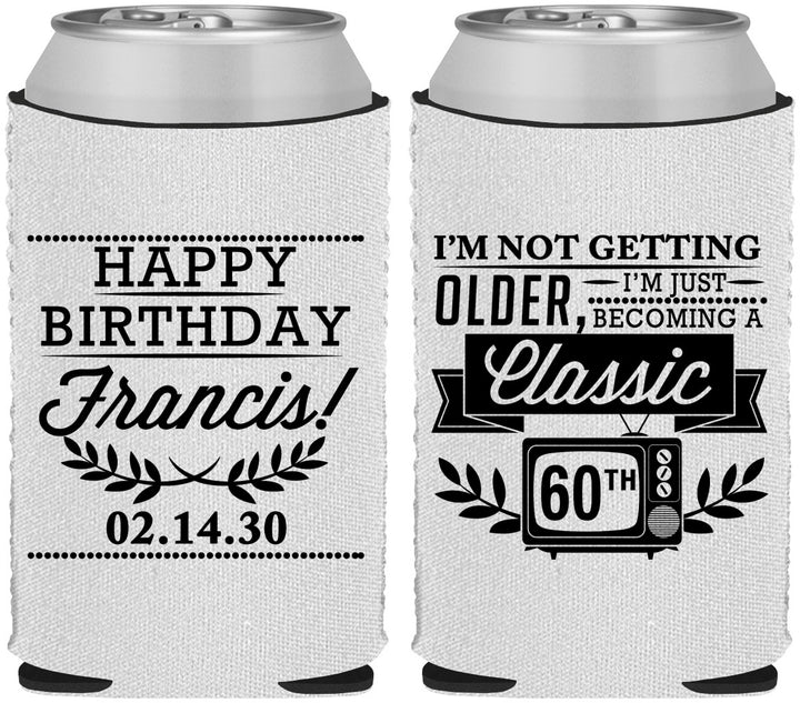 Custom Birthday Neoprene Can Coolers - 60th Classic Tv | 20057