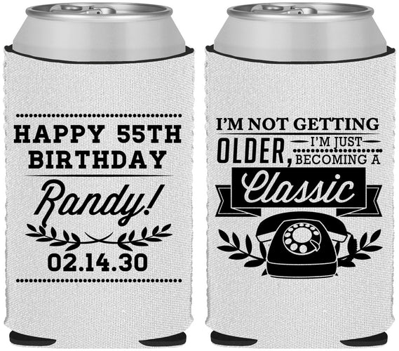 Custom Birthday Neoprene Can Coolers - 55th Classic Phone | 20058