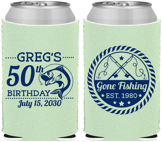 Custom Birthday Neoprene Can Coolers - 50th Nautical | 20065