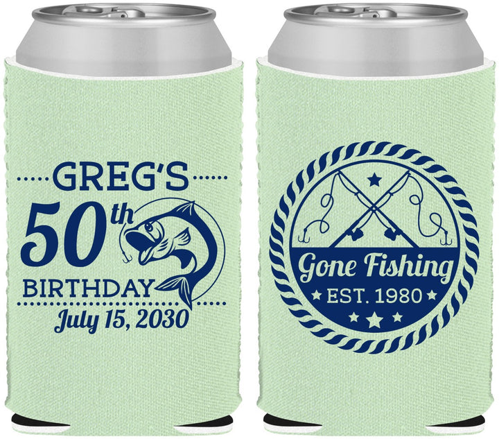 Custom Birthday Neoprene Can Coolers - 50th Nautical | 20065