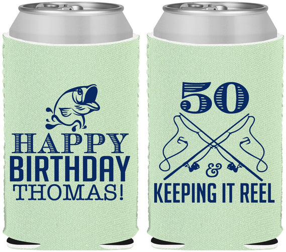 Custom Birthday Neoprene Can Coolers - 50th Keeping It Reel | 20066